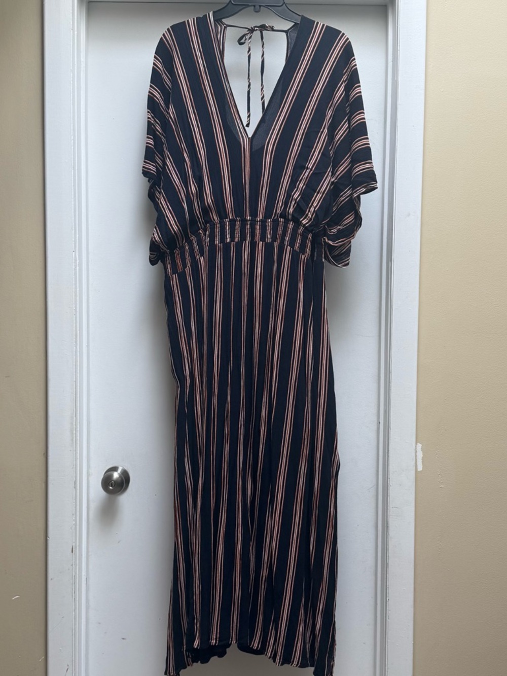 Nina Leonard Striped Dolman Sleeve Maxi Dress